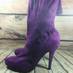Wild Rose Purple Thigh High Suede Boots Sz 10